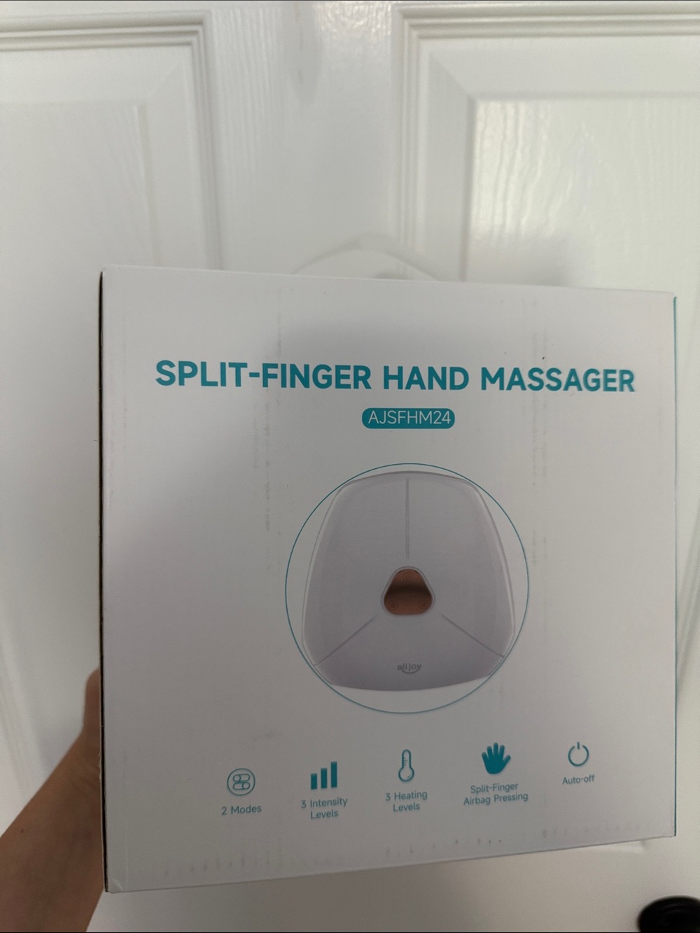 ALLOY Hand Massager Packaging in Teal and White